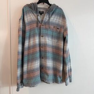 Billabong Men’s Large Hooded Button-Up Shirt Baja Woven